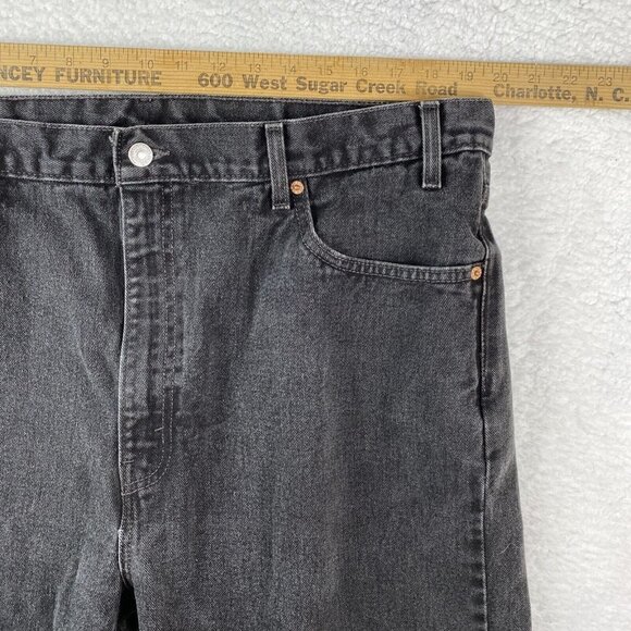 Levis 505 Jeans Mens 42x30 (40x30) Black Regular Fit Straight Leg Denim Workwear - Picture 10 of 11
